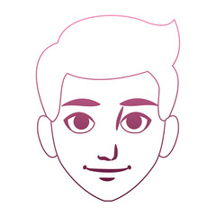Young man cartoon on purple lines vector illustration