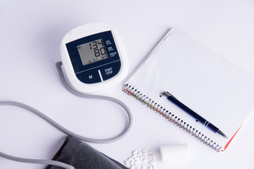 set for measuring blood pressure on a white background