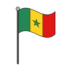 Senegal national flag with pole vector illustration graphic design