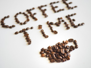 lettering coffee time arranged from coffee beans.