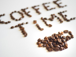 lettering coffee time arranged from coffee beans.