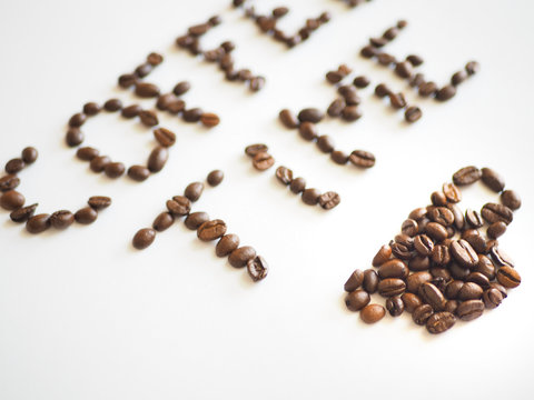 lettering coffee time arranged from coffee beans.