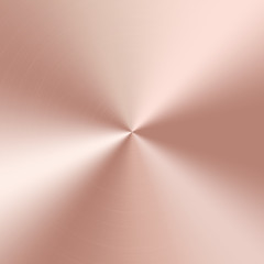 Conical gradient with a metal texture. Rose gold with concentric circles and stripes