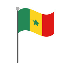 Senegal national flag with pole vector illustration graphic design