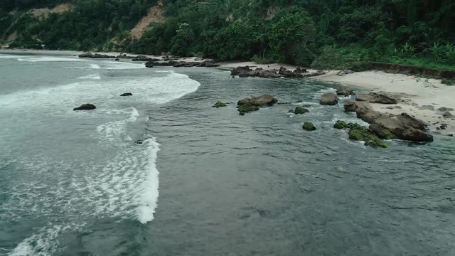 Aerial footage of NAMPU beach, South Yogyakarta, Indonesia - March, 2018