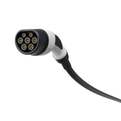 Electric Car charging plug Type 2 Mennekes Europe white background