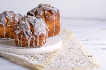 baked Easter cake with white lemon glaze