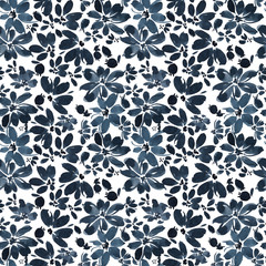 Black ink floral pattern