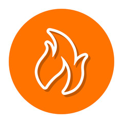 Flame Line Icon On Circle
