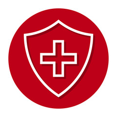 Immune System (Cross In A Shield) Line Icon On Circle