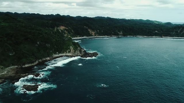Cinematic aerial footage of NAMPU beach, South of Yogyakarta - March, 2018