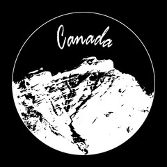 Miss Cascade Mountain In A Circle With "Canada" Text On Black Background