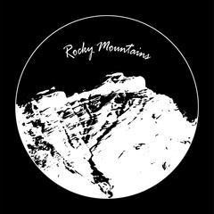 Miss Cascade Mountain In A Circle With "Rocky Mountains" Text On Black Background