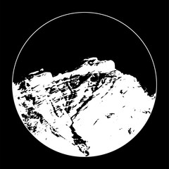 Miss Cascade Mountain In A Circle On Black Background