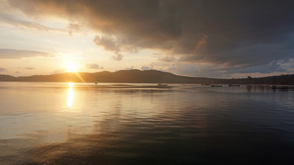 sunrise over tropical island