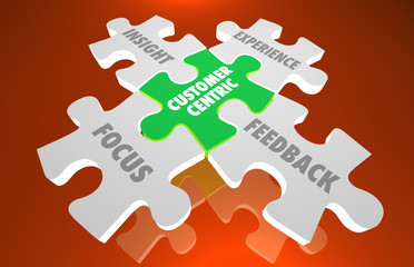 Customer Centric Puzzle Focus Insight Experience Feedback 3d Illustration