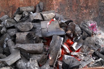 Charcoal burner at the market