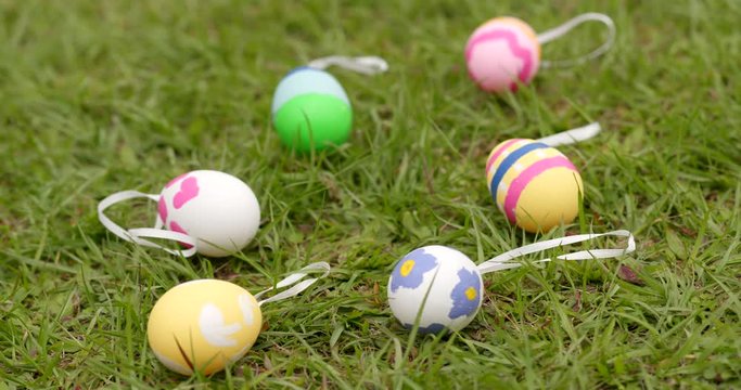 Colorful Easter holiday on green grass