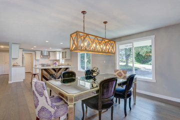 Stunning dining area with mirrored table.