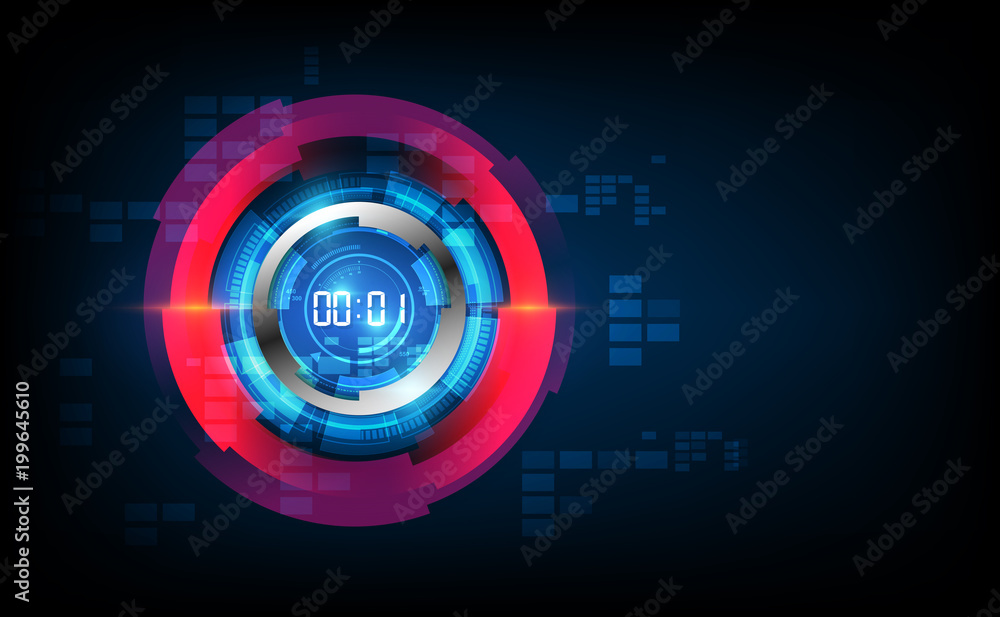 Poster abstract futuristic technology background with digital number timer concept and countdown, vector tr