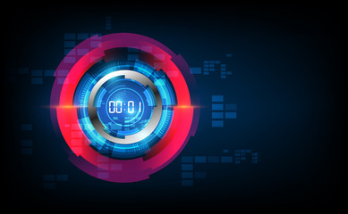 Abstract Futuristic Technology Background with Digital number timer concept and countdown, vector transparent