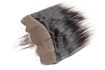 Straight black human hair weaves extensions free part lace frontal