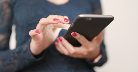 Close up of woman use of mobile phone