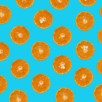 
    mandarines on bright blue background 