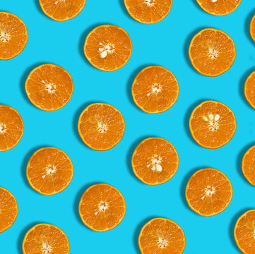 mandarines on bright blue background