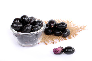 Jambolan plum or jambhul or jamun fruit, Java plum (Syzygium cumini)