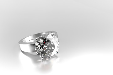3D rendering Luxury diamonds ring on white background