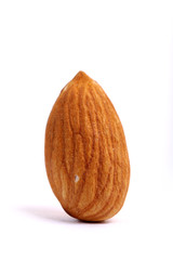 Almonds isolated. Group of almond nuts isolated on white background. Full depth of field