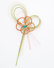 水引 梅(paper strings tied around a wrapped gift)