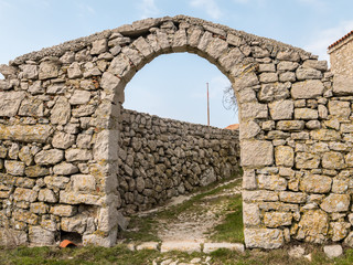 Southern city gate of Lubenice on a sunny day in spring