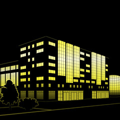 silhouette of buildings and streets at night