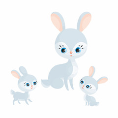 Obraz na płótnie Canvas Cute animal with cubs. Vector illustration in cartoon style isolated on a white background.