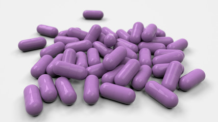 Obraz na płótnie Canvas Pile of purple medicine capsules