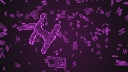 Obraz na płótnie Canvas Abstract purple virus cells under microscope