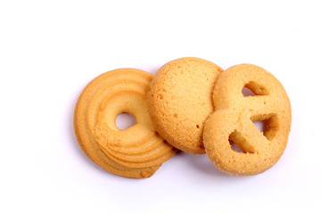 Danish butter cookies, butter cookies on white