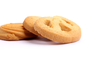 Danish butter cookies, butter cookies on white