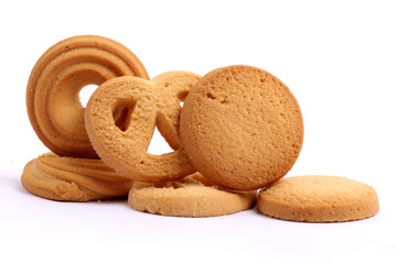 Danish butter cookies, butter cookies on white