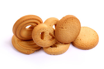 Danish butter cookies, butter cookies on white