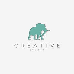 Elephant logo. Linear logo, in the form of a elephant.