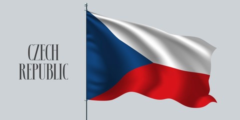 Czech republic waving flag on flagpole vector illustration