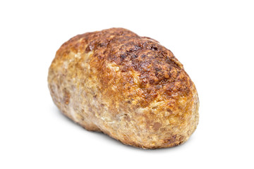 Big cutlet on white background.