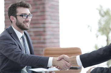 welcome and handshake business partners