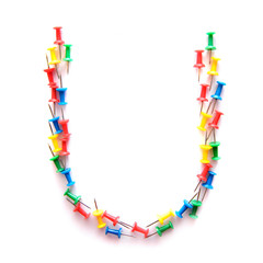 Naklejka premium Letter U of the English alphabet from the office buttons