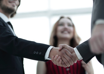 Businessmen handshaking after good deal. Business concept