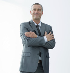 closeup portrait of confident businessman in shirt and tie