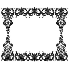 Vintage border frame engraving with retro ornament pattern in antique baroque style decorative design. Vector